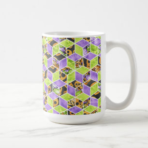 CANECA DE CAFÉ CUBOS DE MEIO DE COR VERDE DE LARANJA NEGRA