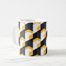 Cubos geométricos com amarelo escuro, branco e pre