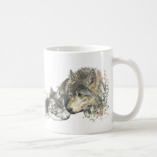 Caneca De Café Cubos-Pai do Lobo de Aquarela