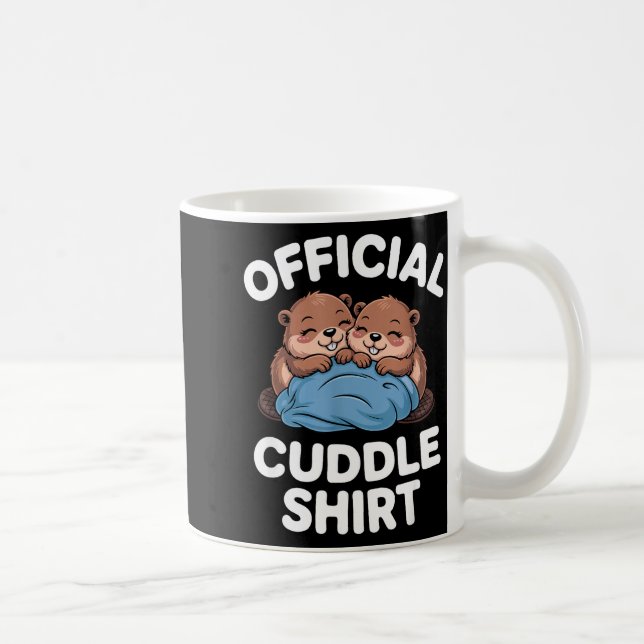Caneca De Café Cuddle Shirt Cute Beavers Snuggling  (Direita)