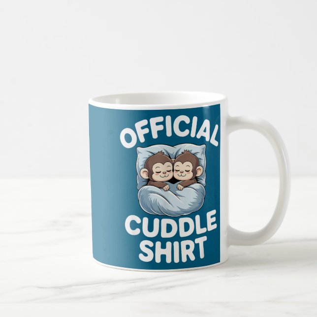 Caneca De Café Cuddle Shirt Cute Sleepy Monkey Couple  (Direita)