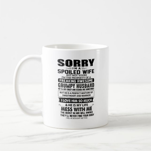 Caneca De Café Cuidado com a Besta no Meu Marido - Humoroso (Esquerda)