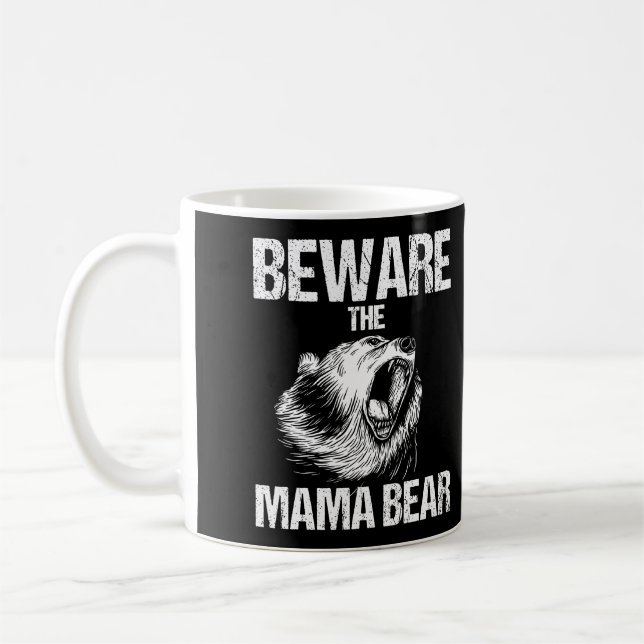 Caneca De Café Cuidado Com A Mamãe Ursa Engraçada Mãe L Capa (Esquerda)