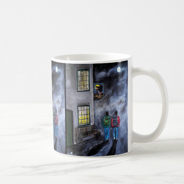 Caneca De Café Cuidado com a pintura da lua de Alfred Fox (Direita)
