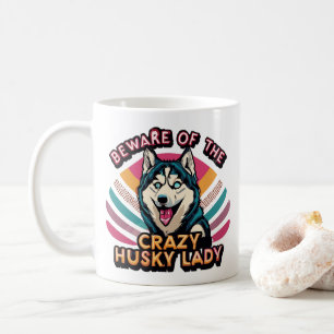 Caneca De Café Cuidado com a Rouco louca Lady Funny Rouco Cachorr