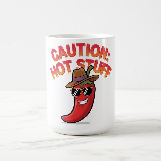 Caneca De Café Cuidado: Design de coisas quentes - Pepper chili d (Centro)