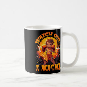 Caneca De Café Cuidado - Eu Chuto! Boxe Tailandês Muay Thai Kickb