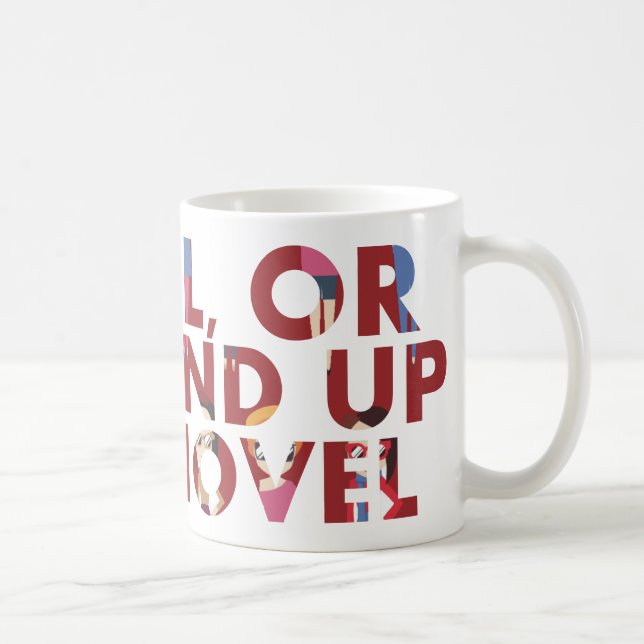 Caneca De Café Cuidado, ou no meu romance (com rostos) Humor de E (Direita)