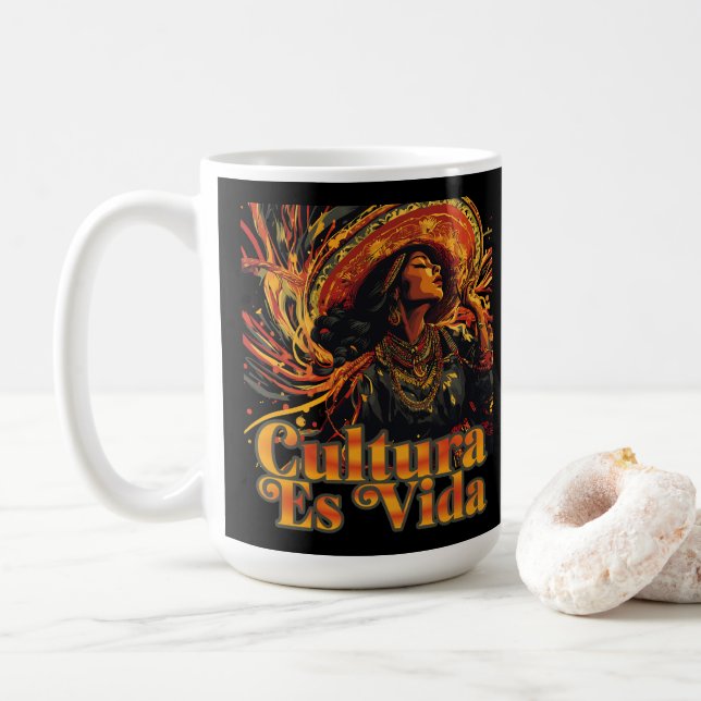 Caneca De Café Cultura Es Vida, Patrimônio Hispânico Mês (Com Donut)