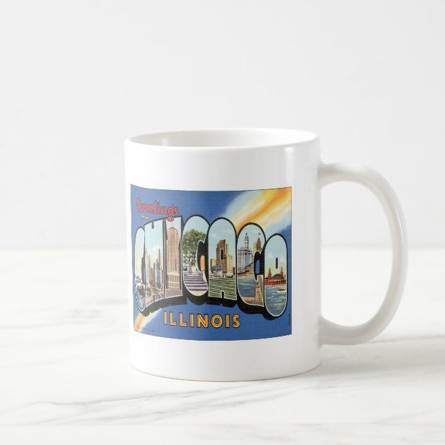 Caneca De Café Cumprimentos de Chicago Illinois (Direita)