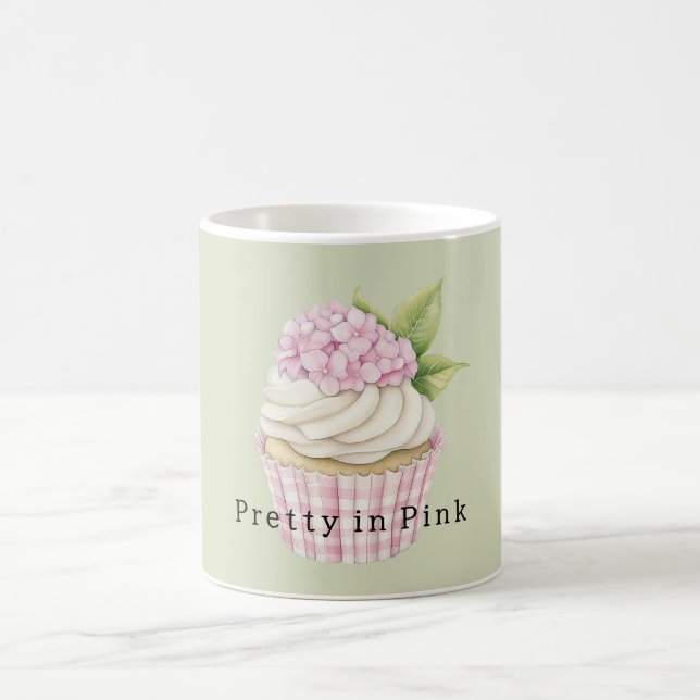 Caneca De Café Cupcake de Creme Branco com Floral Rosa (Centro)