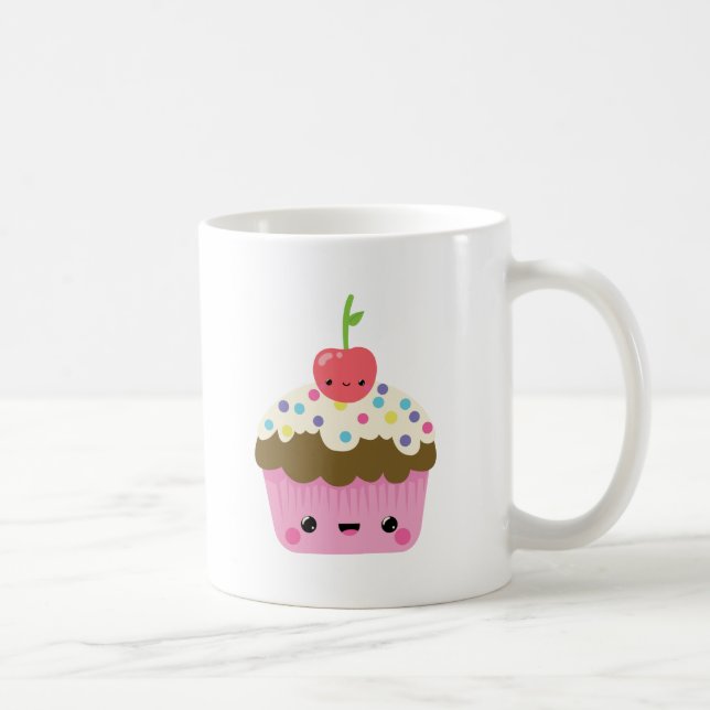 Caneca De Café Cupcake de Kawaii com a cereja na parte superior (Direita)