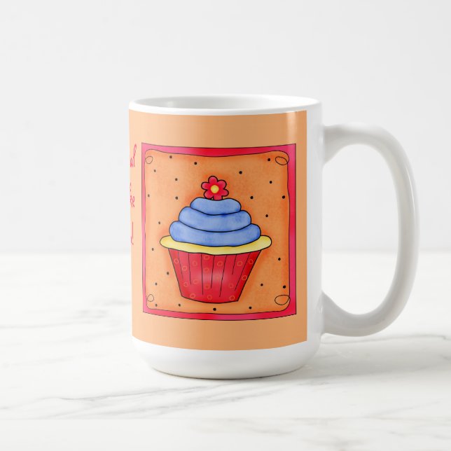 Caneca De Café Cupcake de laranja e azul (Direita)