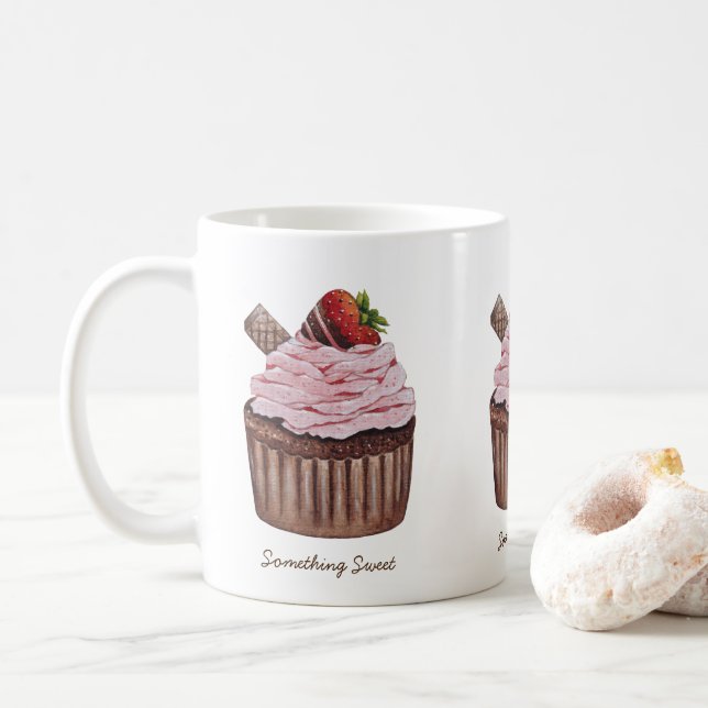 Caneca De Café Cupcake De Morango Cento Em Aquarela  (Com Donut)