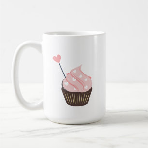 Caneca De Café Cupcake de Namorados de Corações Rosa-Bonitos