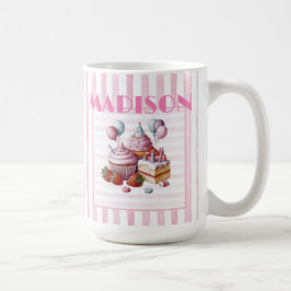Caneca De Café Cupcake doce Aniversário Garota Watercolor Mug