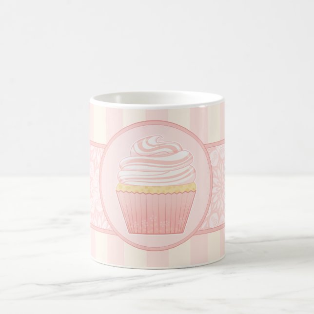 Caneca De Café Cupcake elegante cor-de-rosa doce (Centro)