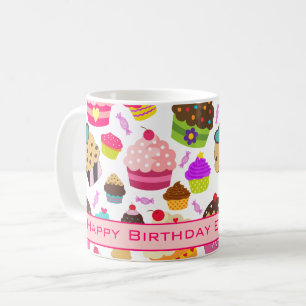 Caneca De Café Cupcake Feliz de Aniversário