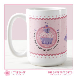 Caneca De Café Cupcake rosa Dia de os namorados personalizável