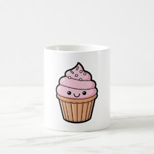 Caneca De Café Cupcake Sorridente – Ilustração Kawaii Fofa