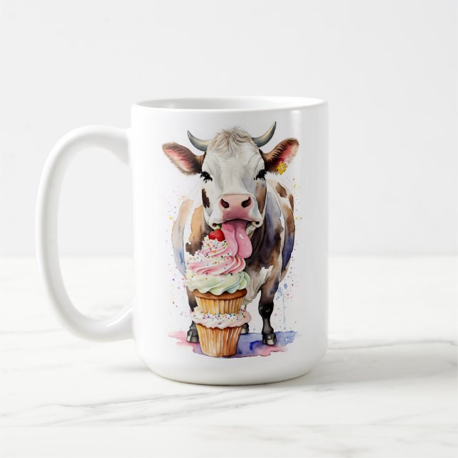Caneca De Café Cupcakes Engraçados De Licenciamento De Vaca Para  (Esquerda)