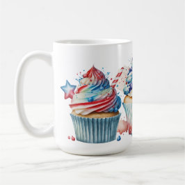 CANECA DE CAFÉ CUPCAKES PATRIÓTICOS AZUIS VERMELHOS