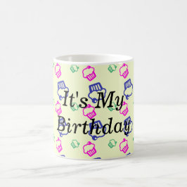 Caneca De Café Cupcakes Rosa Verde e Azul