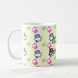Caneca De Café Cupcakes Rosa Verde e Azul