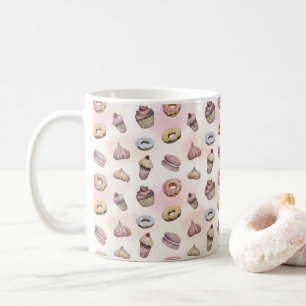 Caneca De Café Cupcakes rosquinhas Cama Trendy Woodland Aquarela