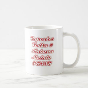 Caneca De Café Cupcakes Vermelhos Vodka Hakuna Matata DIVERTIDO.