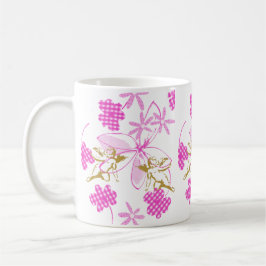 Caneca De Café Cupid Gingham floral