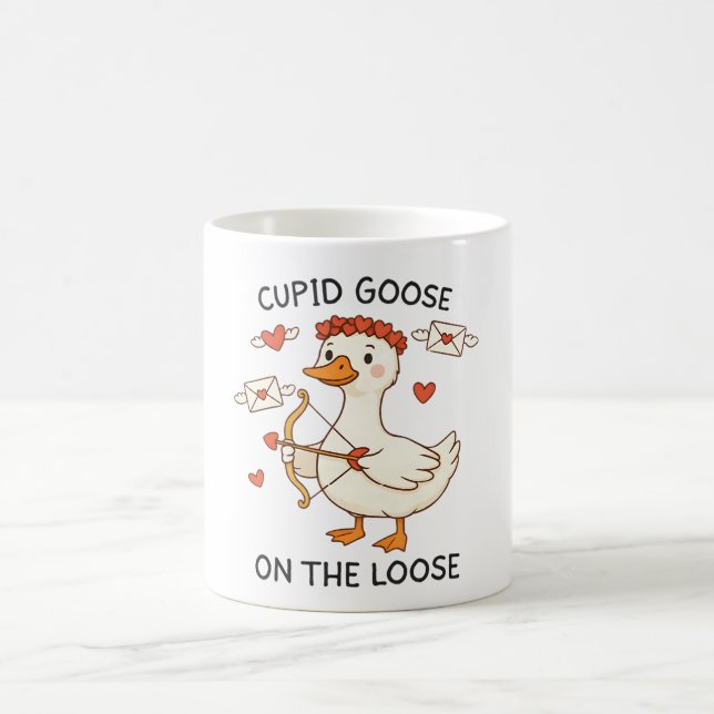 Caneca De Café Cupid Goose On The Loose – Cute Valentine Goose (Centro)