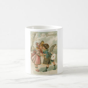 Caneca De Café Cupido Boy and Girl in Pink Namorados