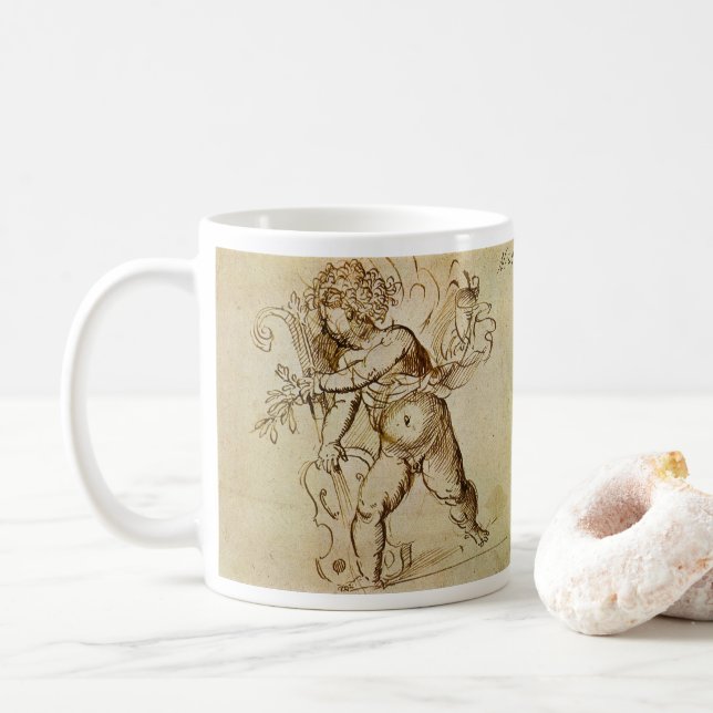 Caneca De Café Cupido com violino por Domenico Campagnola (Com Donut)