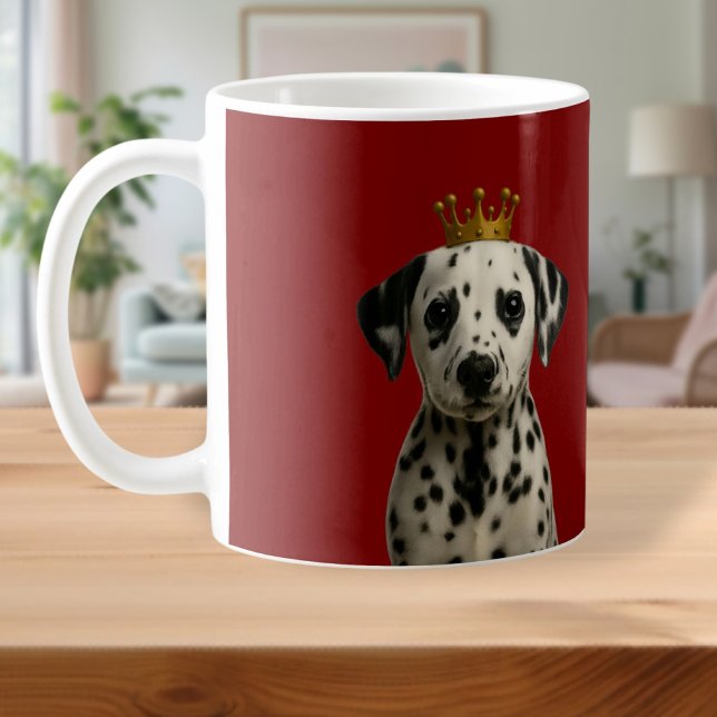Caneca De Café Cupido Dalmático em Dourada Coroa (Dalmatian Puppy in Gold Crown Cute Coffee Mug
by Ricaso. Adorable dally pup dog in a royal crown)