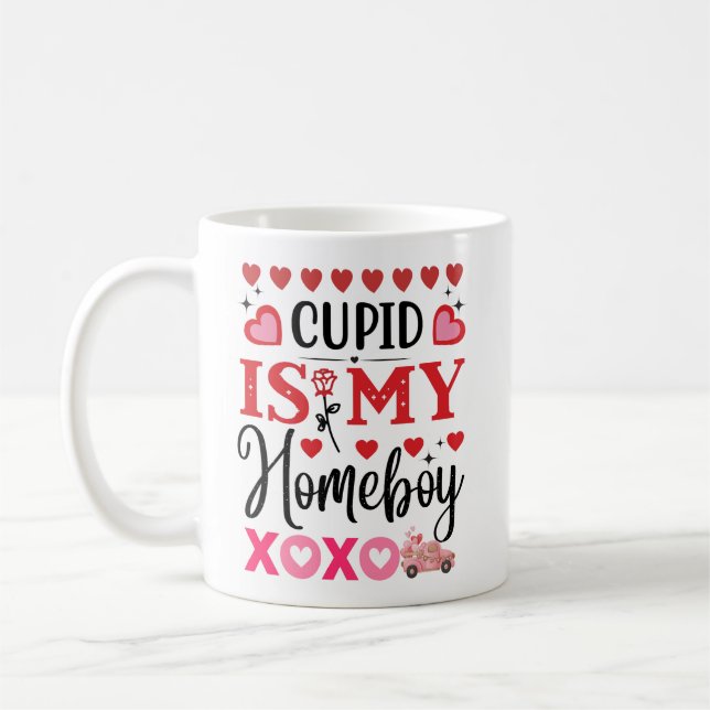 Caneca De Café "Cupido é o meu "Home Boy" Trendy Glossy Namorados (Esquerda)