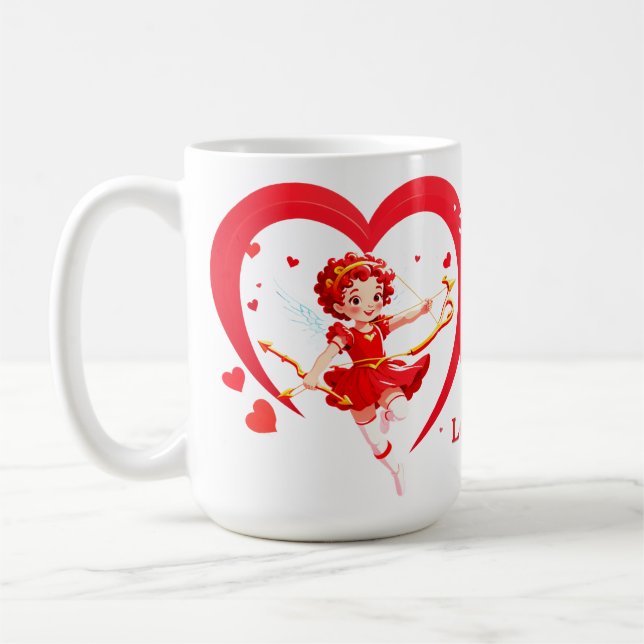 Caneca De Café Cupido Fofo Com Arco e Flecha (Esquerda)