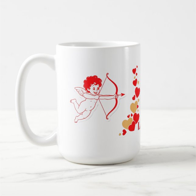 Caneca De Café Cupido Fofo Com Arco e Flecha (Esquerda)