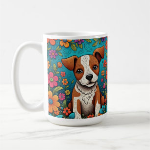 Caneca De Café Cuppy com Flores de Arte Folclórica