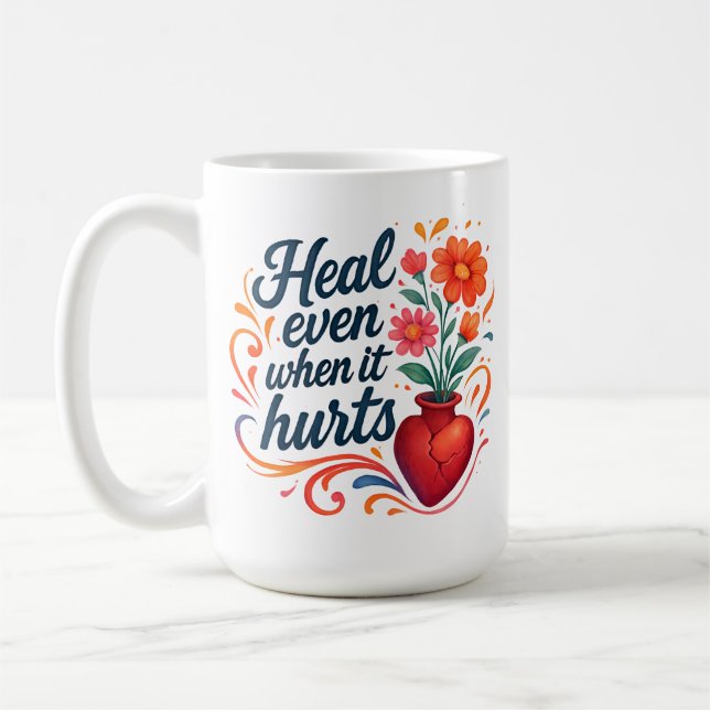 Caneca De Café Cura mesmo quando dói emoção relacionável (Esquerda)