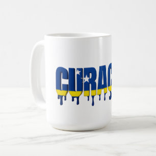Caneca De Café Curaçao Drip Desenho da Bandeira Caribenha Fã