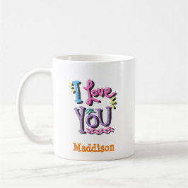 Caneca De Café Curioso Eu te amo Tipografia Nome Personalizável