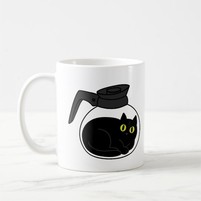 Caneca De Café Curious Black Cat in Coffee Pot Mug (Esquerda)