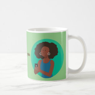 Caneca De Café Curvas de Cabelo Naturais Afro