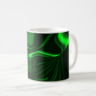 Caneca De Café Curvas ou ondulações metálicas verdes, escuras pro