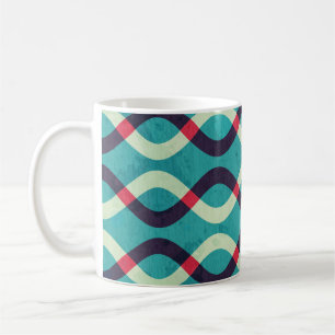 Caneca De Café Curvas Retroativas: Efeito Padrão Grunge.