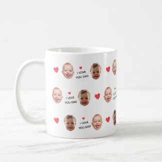 Caneca De Café Custom 2 Photo Baby Face Collage "I Love You Dad"