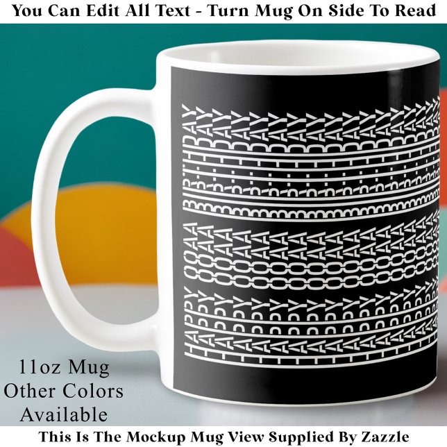 Caneca De Café Custom Age Happy Birthday Modern Hidden Message (Criador carregado)