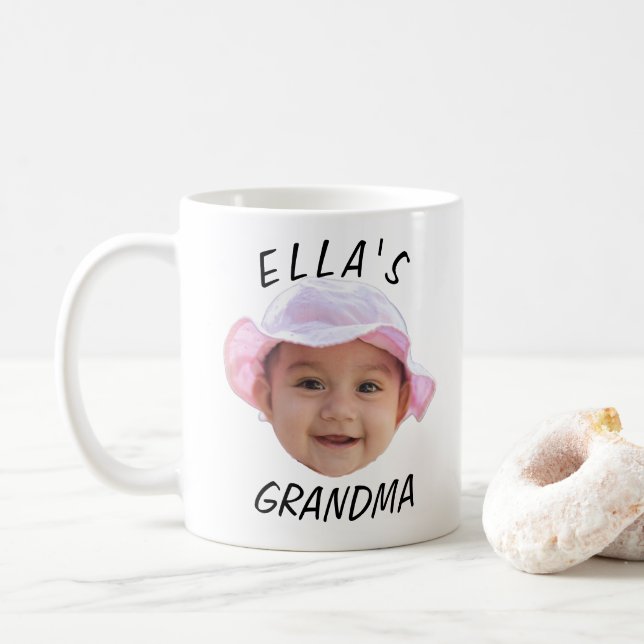 Caneca De Café Custom Baby Face Photo Text Grandma (Com Donut)