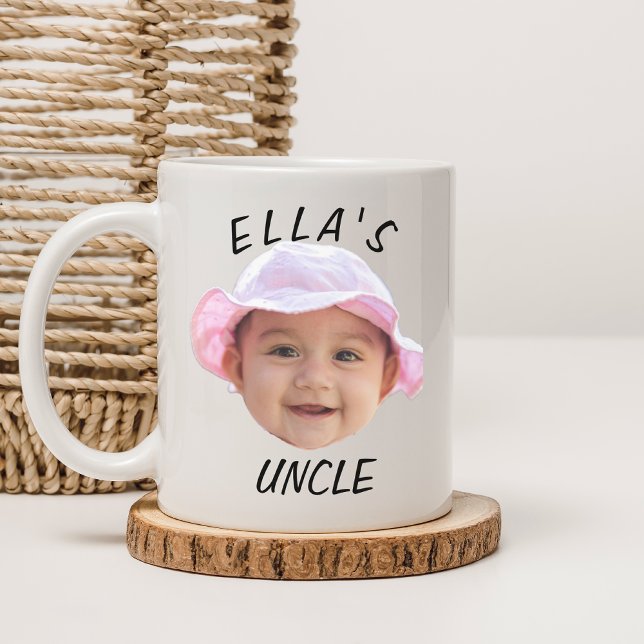 Caneca De Café Custom Baby Face Photo Text New Uncle (Criador carregado)
